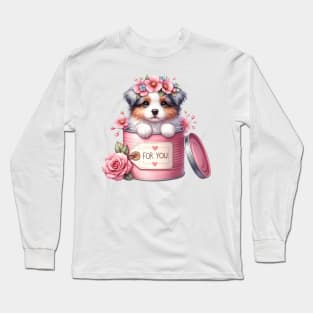 Valentine Australian Shepherd Dog For You Long Sleeve T-Shirt